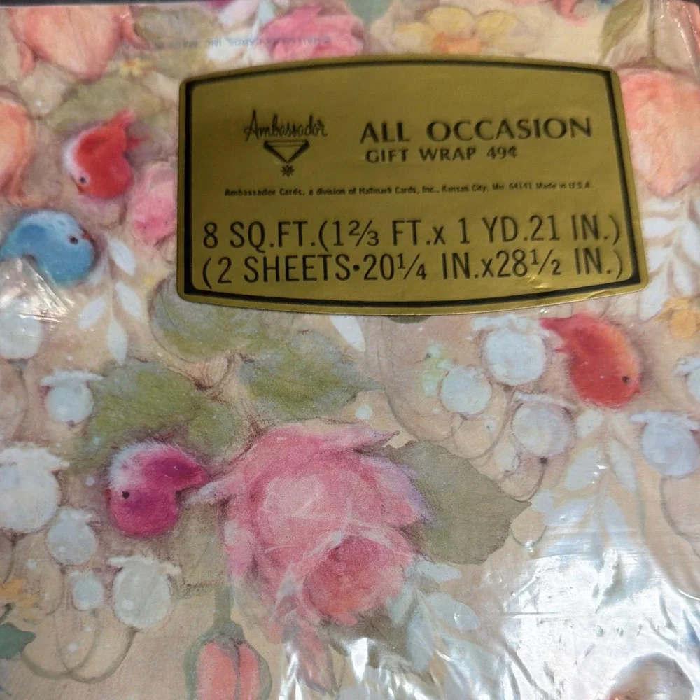 VTG Hallmark Ambassador Gift Wrap Lot Panda Floral Butterfly Polka Dot Neon